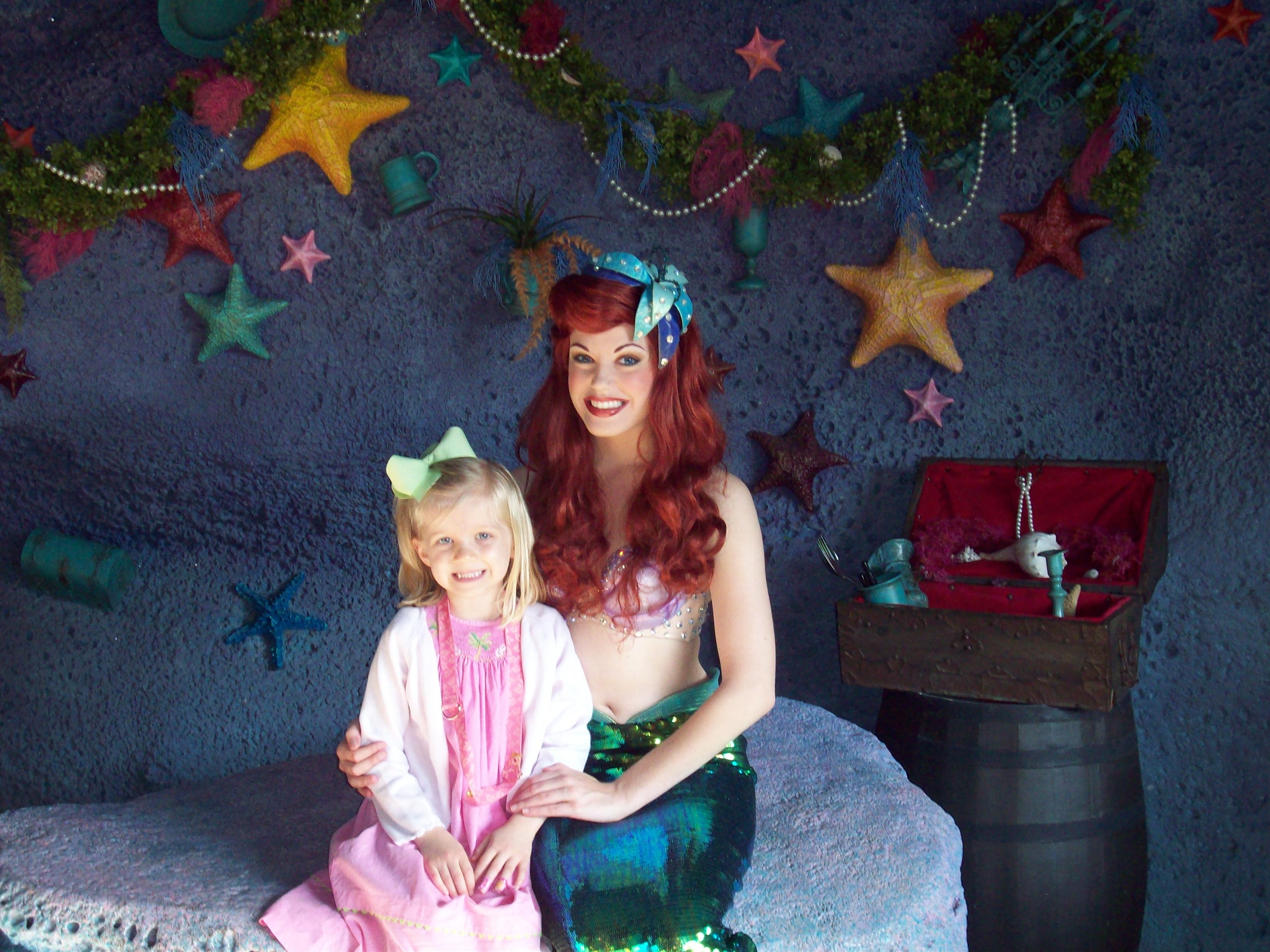 Marin and Arielle in the grotto at Walt Disney World